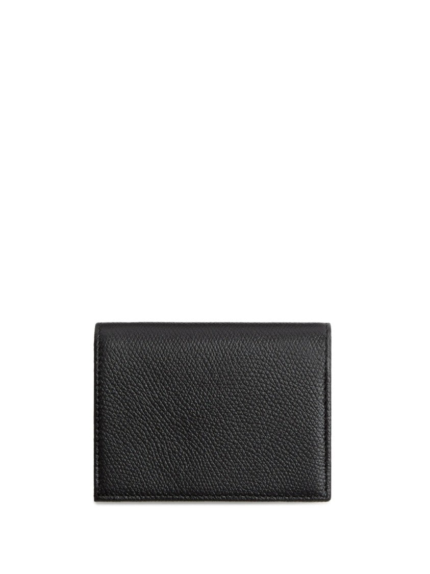 Valentino Textured Leather Flap French Vlogo Wallet