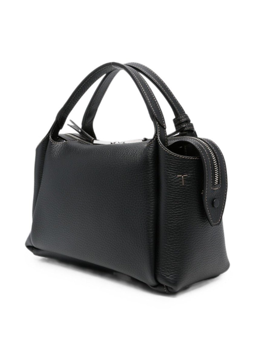 Tod's Black Structured Calfskin Detachable Strap Handbag