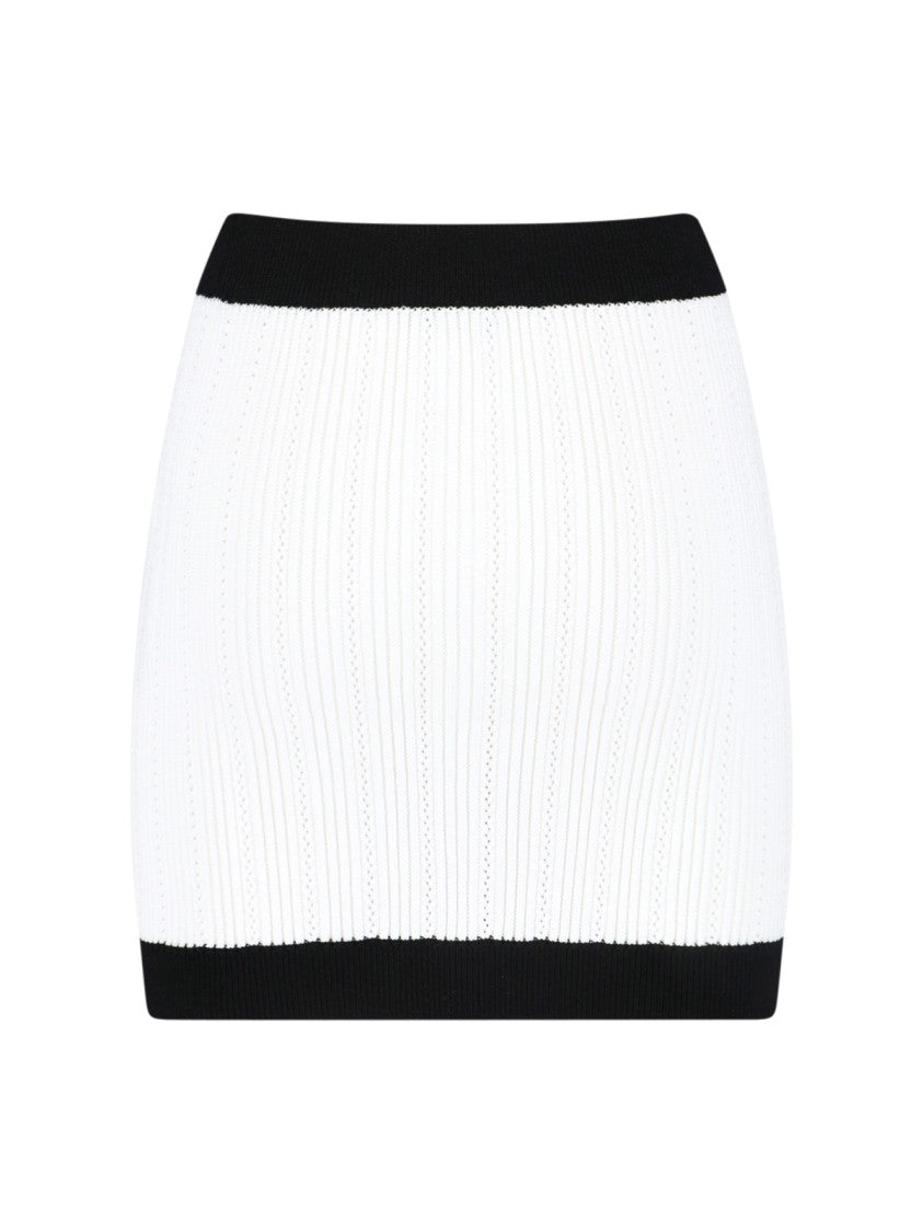 Balmain Viscose Blend Mini Skirt White