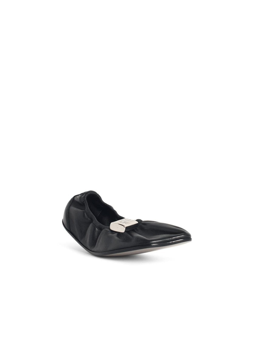 Mm6 By Maison Margiela Black Leather Ballet Flats