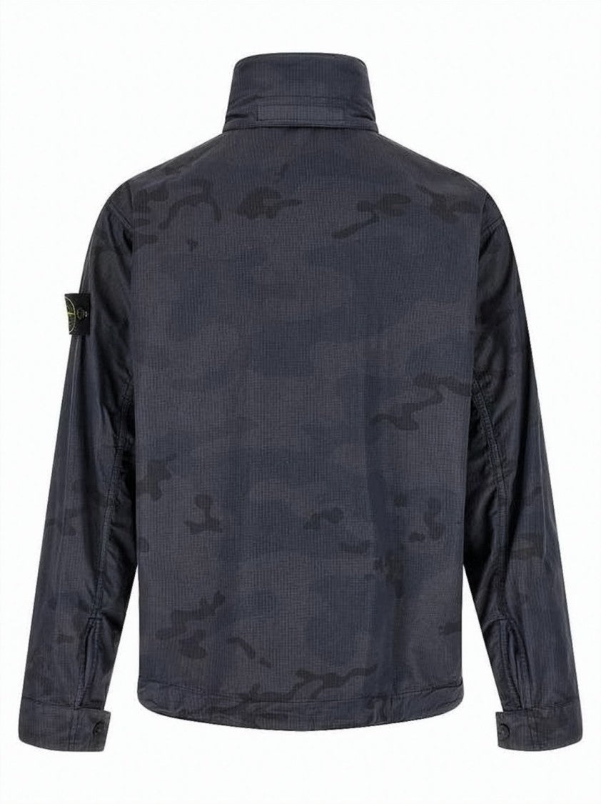 Stone Island Utility-Enhanced High Collar Jacket With Ripstop Texture