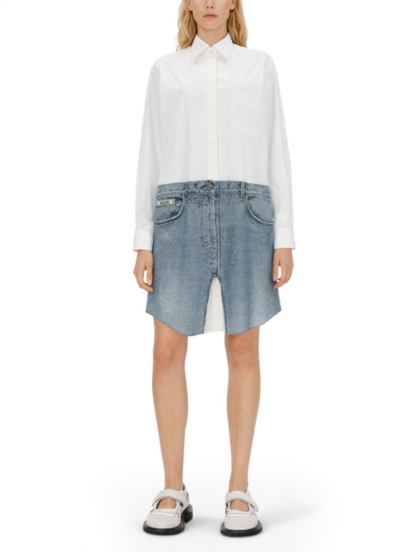 Moschino White Shirt Denim Skirt Day Dress