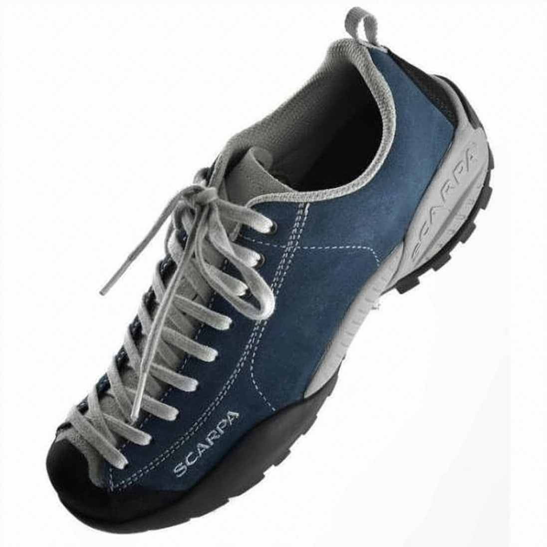 Scarpa Low-Profile Blue Calf Leather And Suede Sneakers