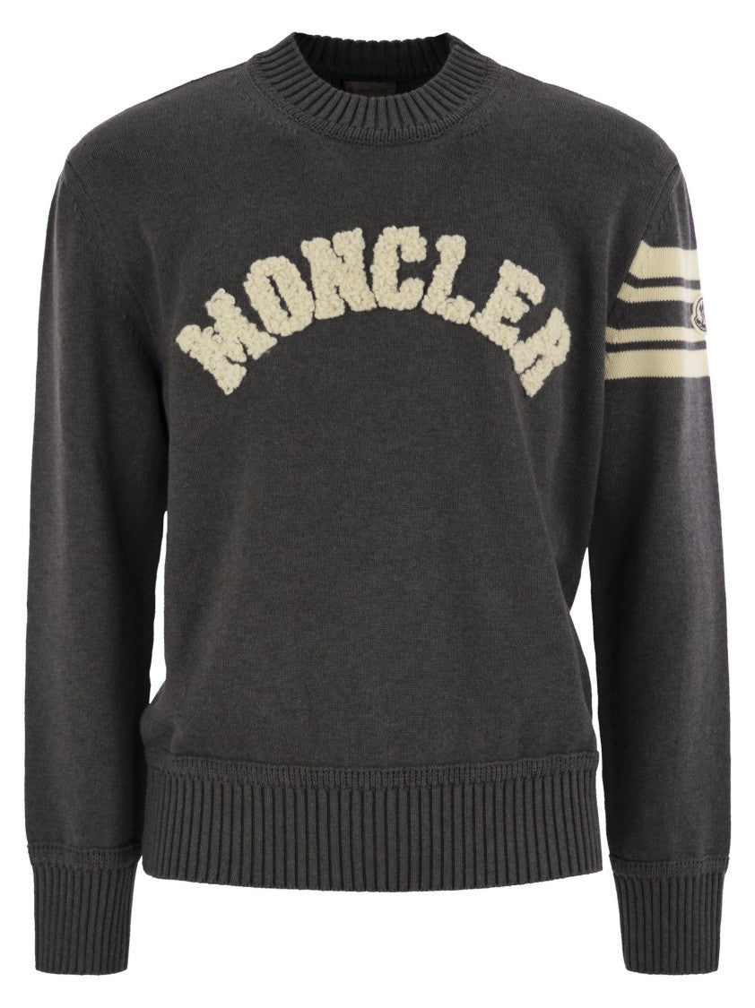 Moncler Wool Jumper With Embroidered Monogram