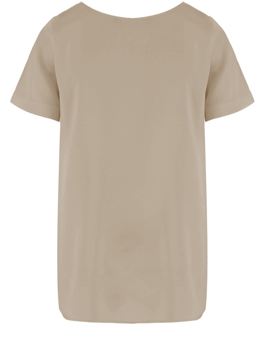 Allude Stretch Silk T-Shirt With Curved Hem