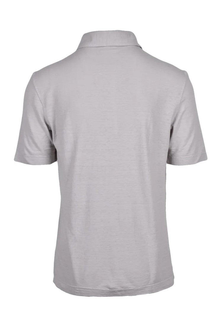Drumohr Light Grey Cotton Linen Polo
