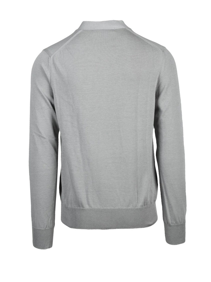 Comme Des Garçons Button-Front Grey Cardigan With Ribbed Details