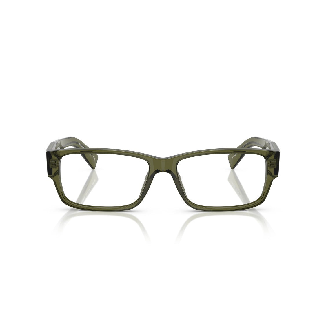 Prada 0Pr B09v Translucent Olive Green Acetate Rectangular Eyeglasses