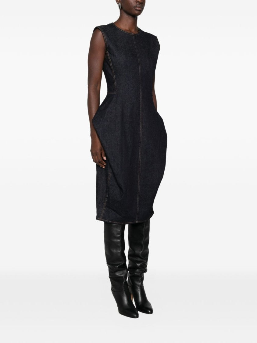 Jacquemus Sculptural Black Midi Dress With Exaggerated Side Panels