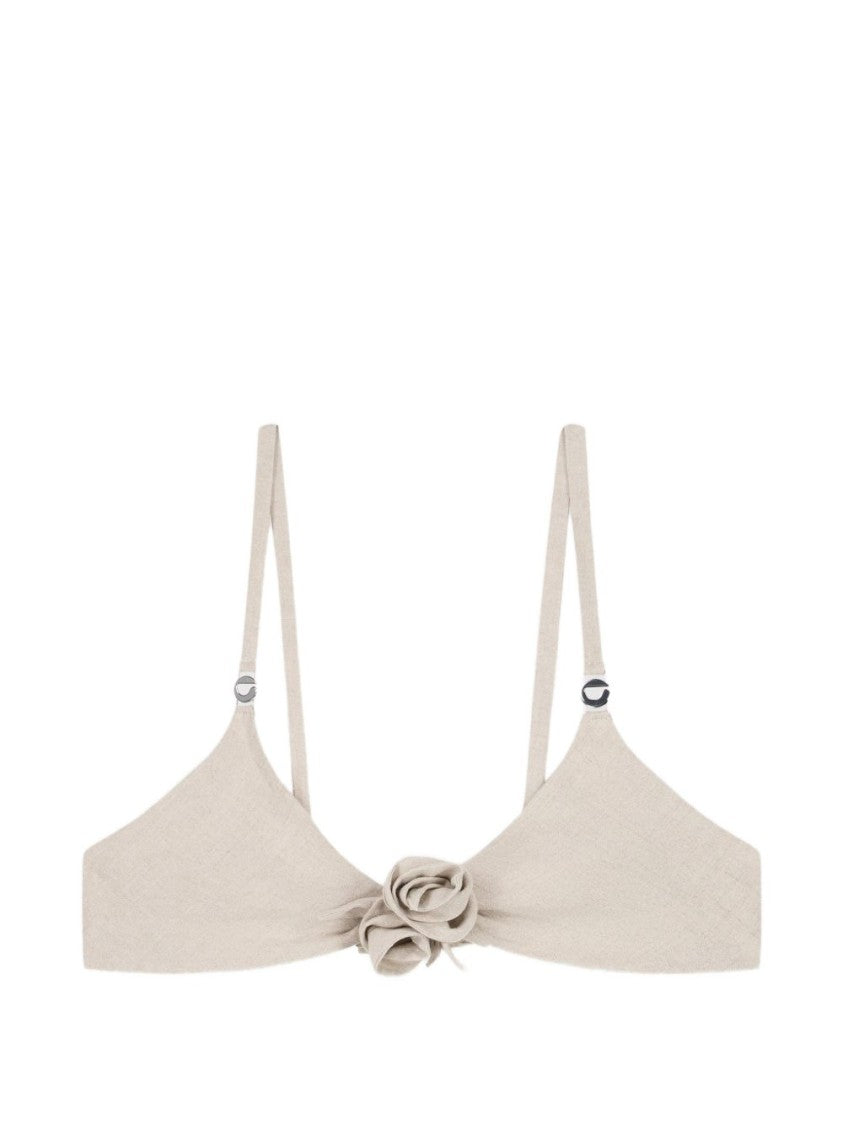 Coperni Beige Linen Top With V-Neckline