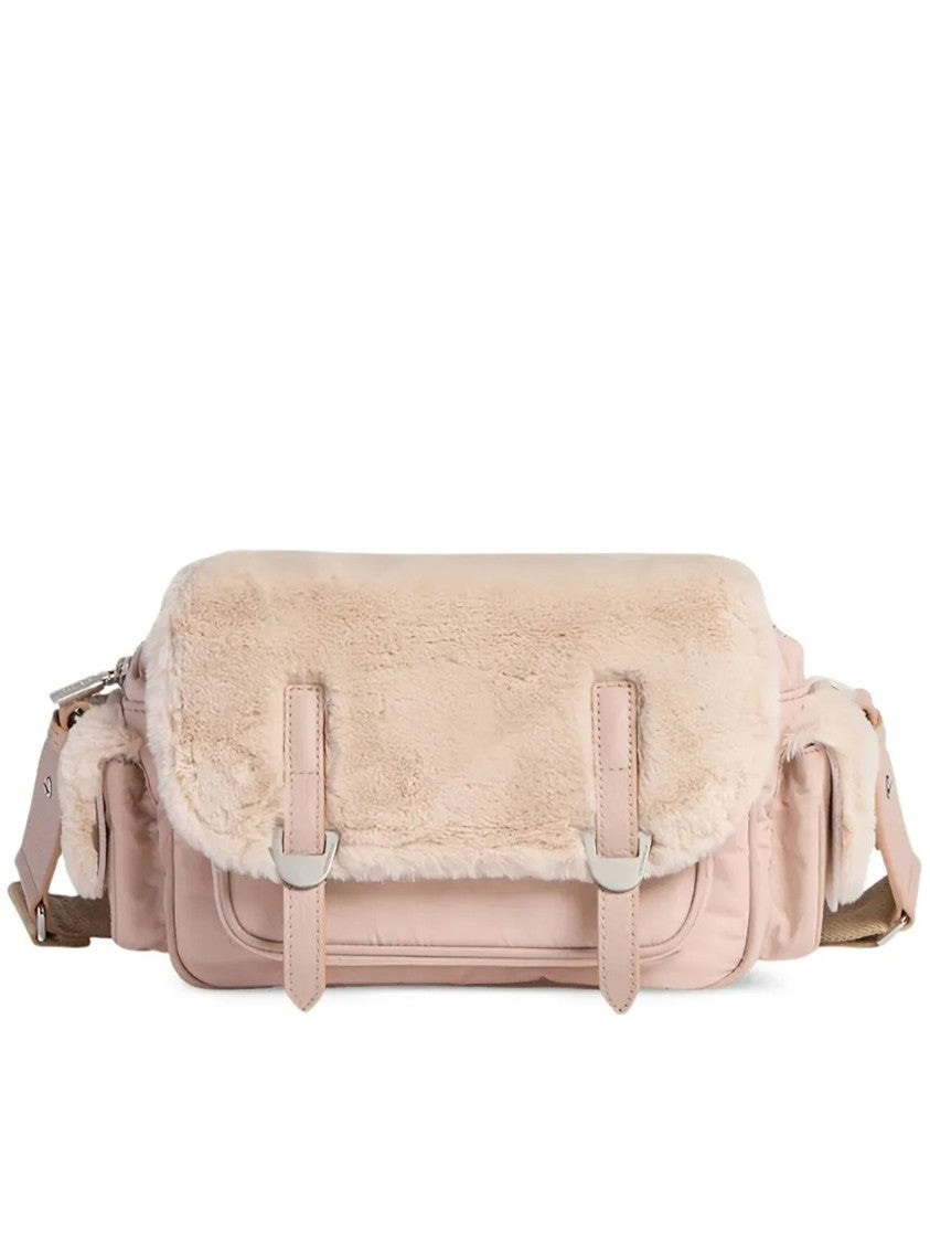 Coccinelle Campus Plush Flap Nylon Shoulder Bag