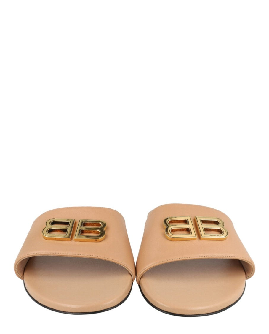 Balenciaga Narrow Fit Flat Sandals With Signature Bb Logo