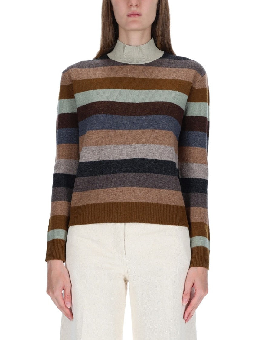 Tory Burch Striped Horizontal Merino Wool Sweater