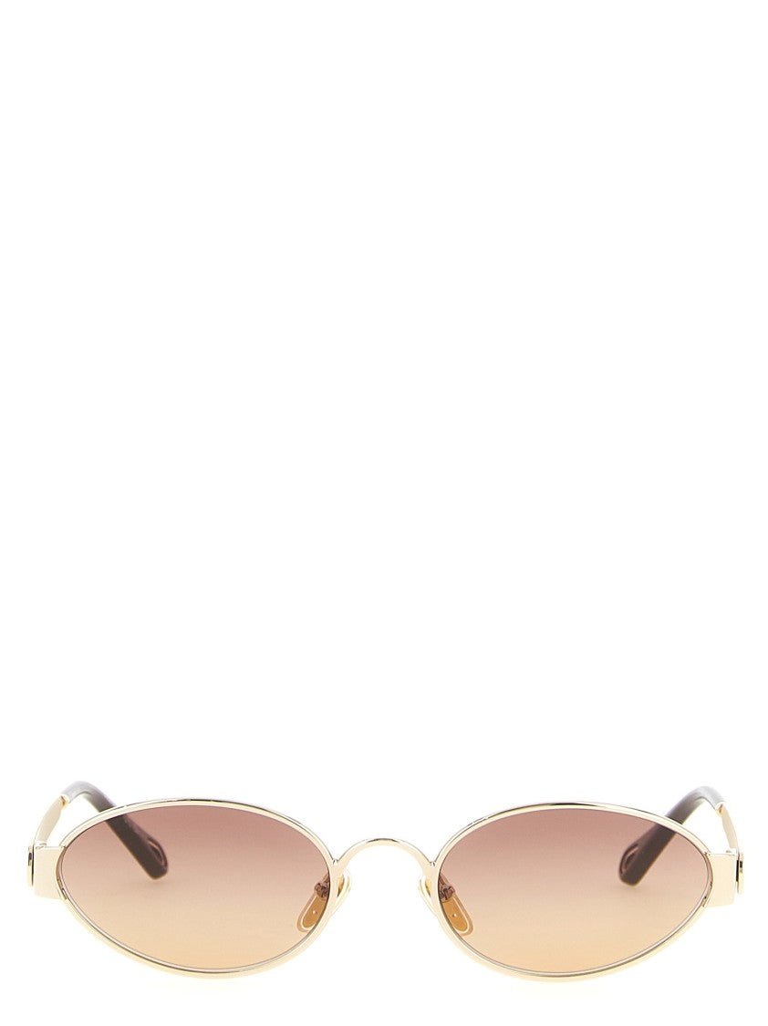 Chloé Oval-Shaped Metal Frame Sunglasses With Gradient Lenses