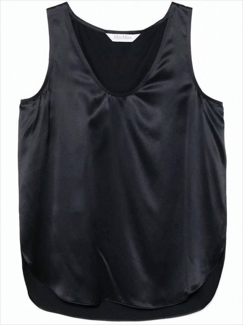 Max Mara Silk Sleeveless Top With Scoop Neckline