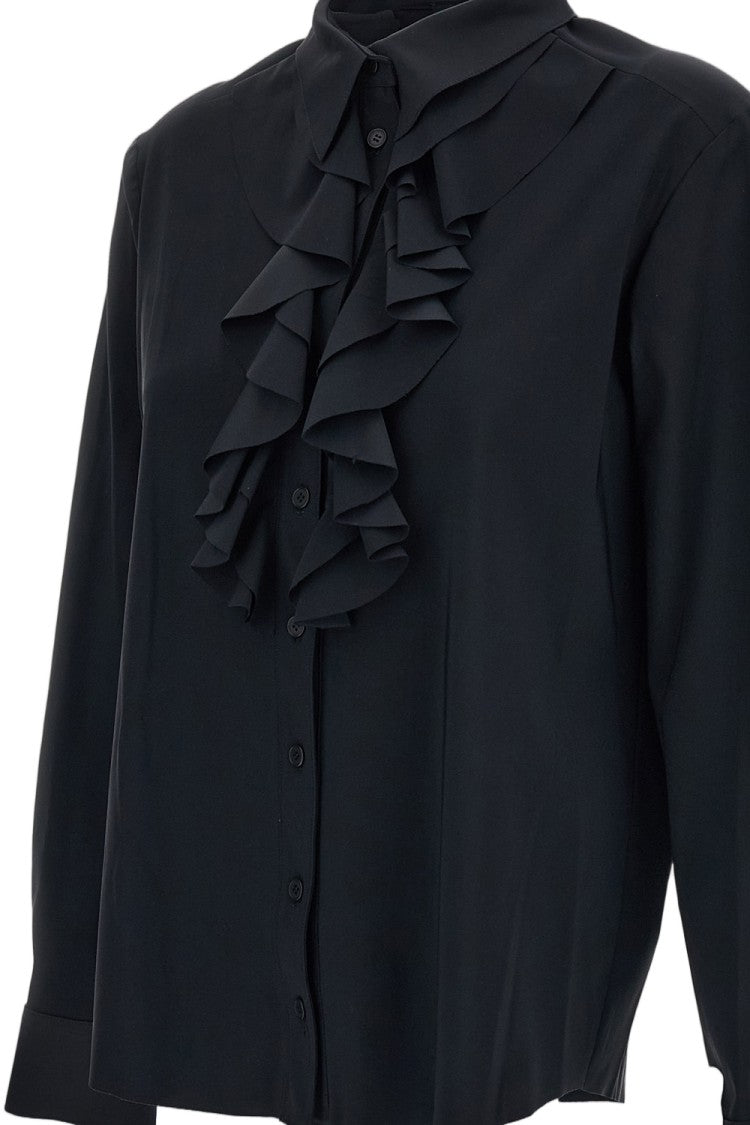 Irie' Black Ruffled Long-Sleeve Casual Shirt