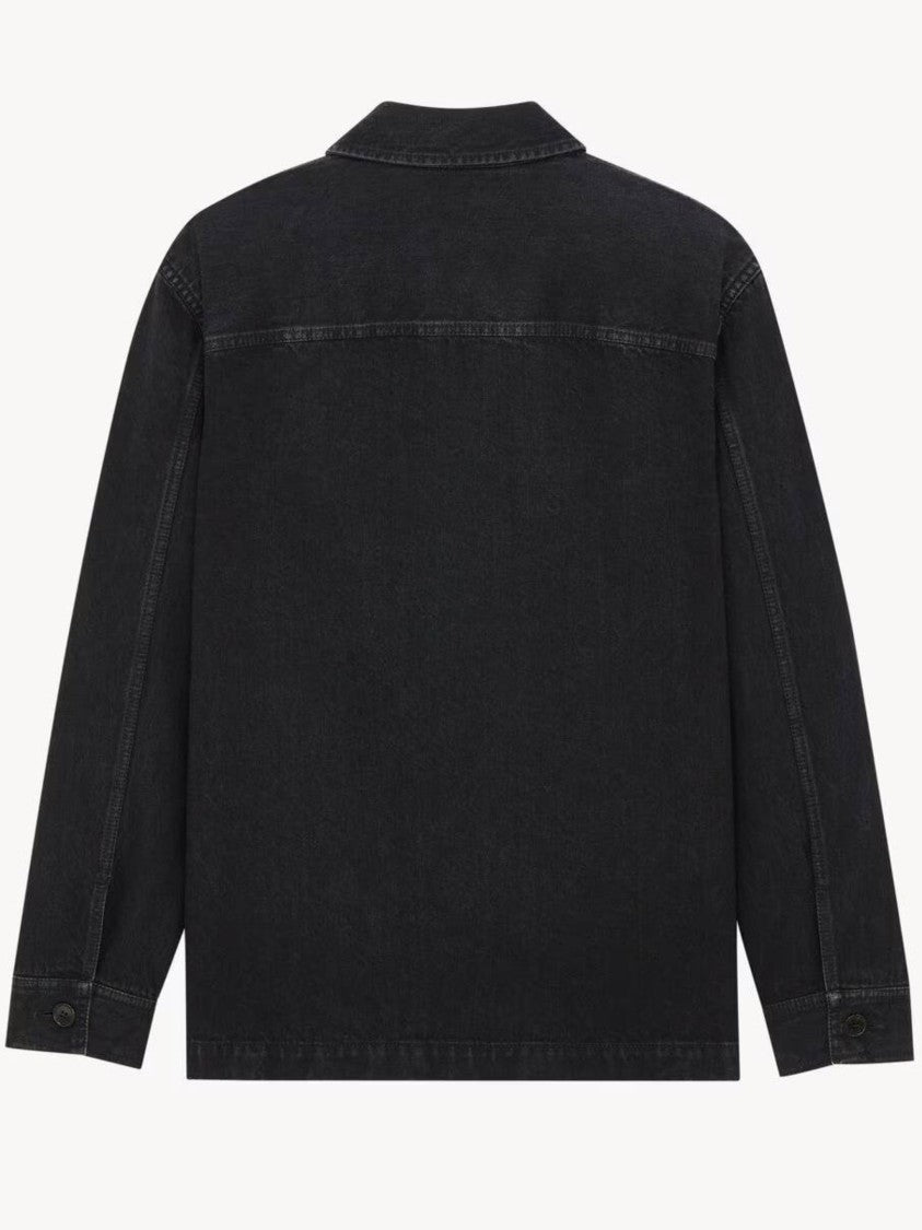 Saint Laurent Downtown Black Classic-Collar Overshirt