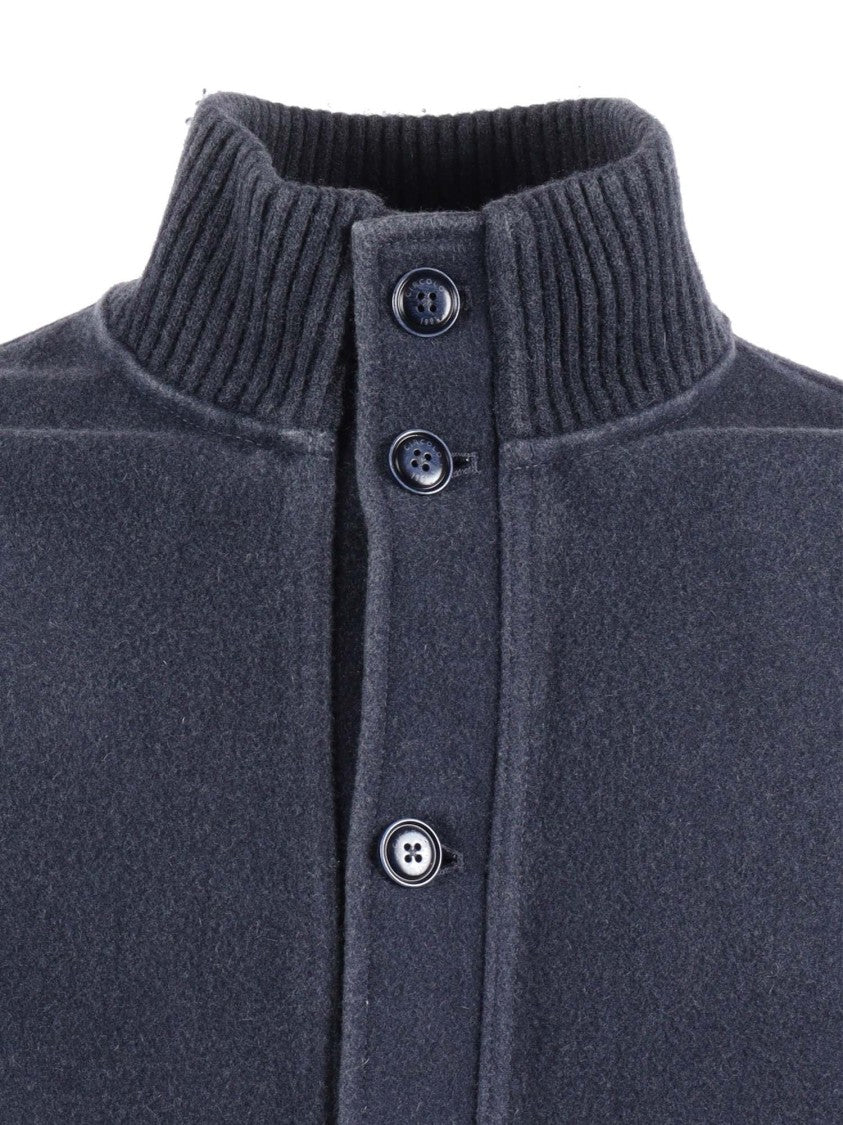 Circolo 1901 Tailored Grey Wool Pilot Coat With High Collar And Button Closure