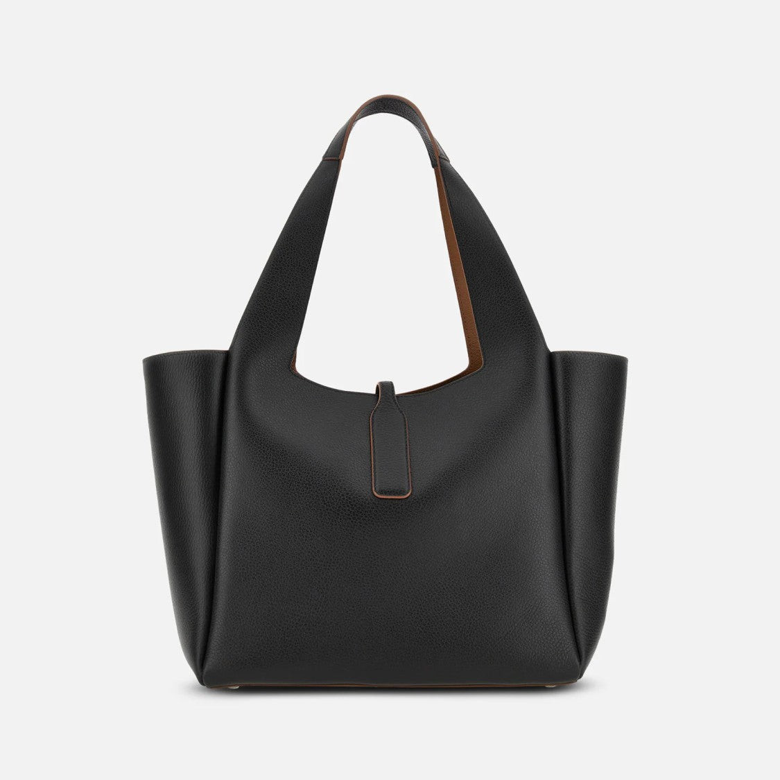Hogan Pebbled Leather H-Clasp Structured Tote Bag