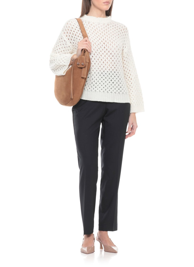 Fabiana Filippi Ivory Sequin Perforated Perforated Sweater