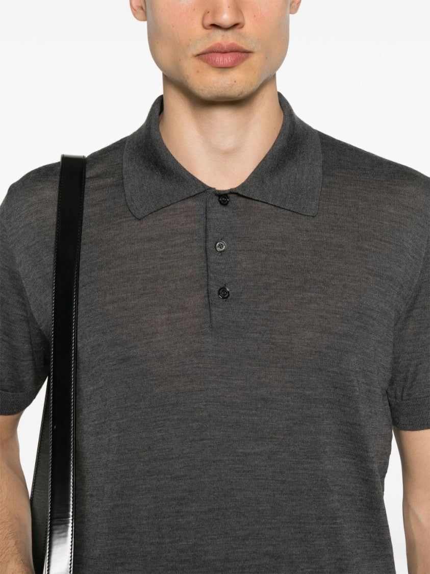 Golden Goose Classic Polo Grey T-Shirt In Virgin Wool