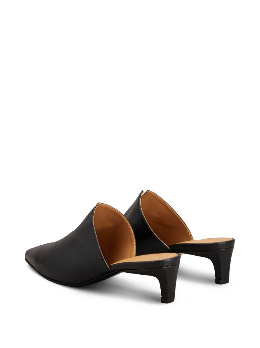Tod's Black Pointed Toe Cut-Out Slip Sandals