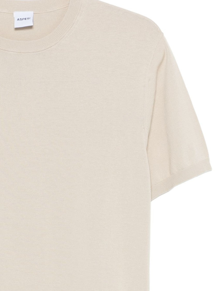 Aspesi Beige Crew Neck T-Shirt With Minimalist Design