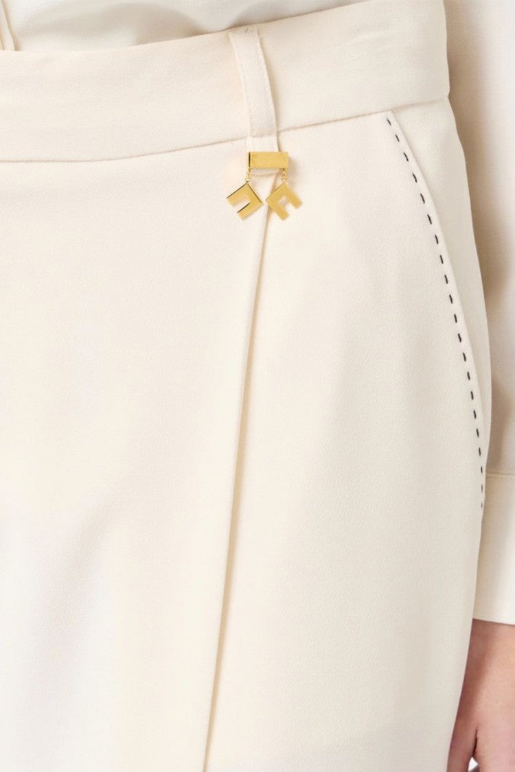 Elisabetta Franchi Tailored Beige Trousers With High Waist