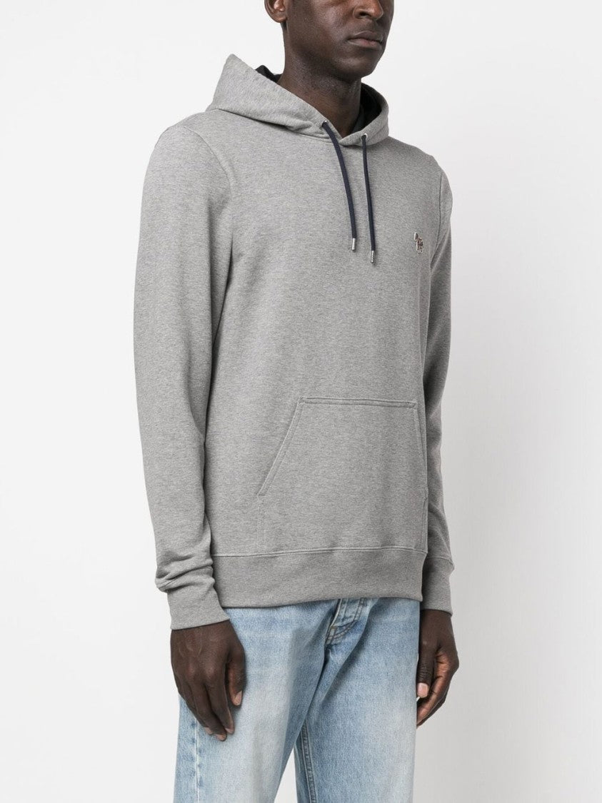 Paul Smith Light Grey Mélange Hoodie With Logo Patch