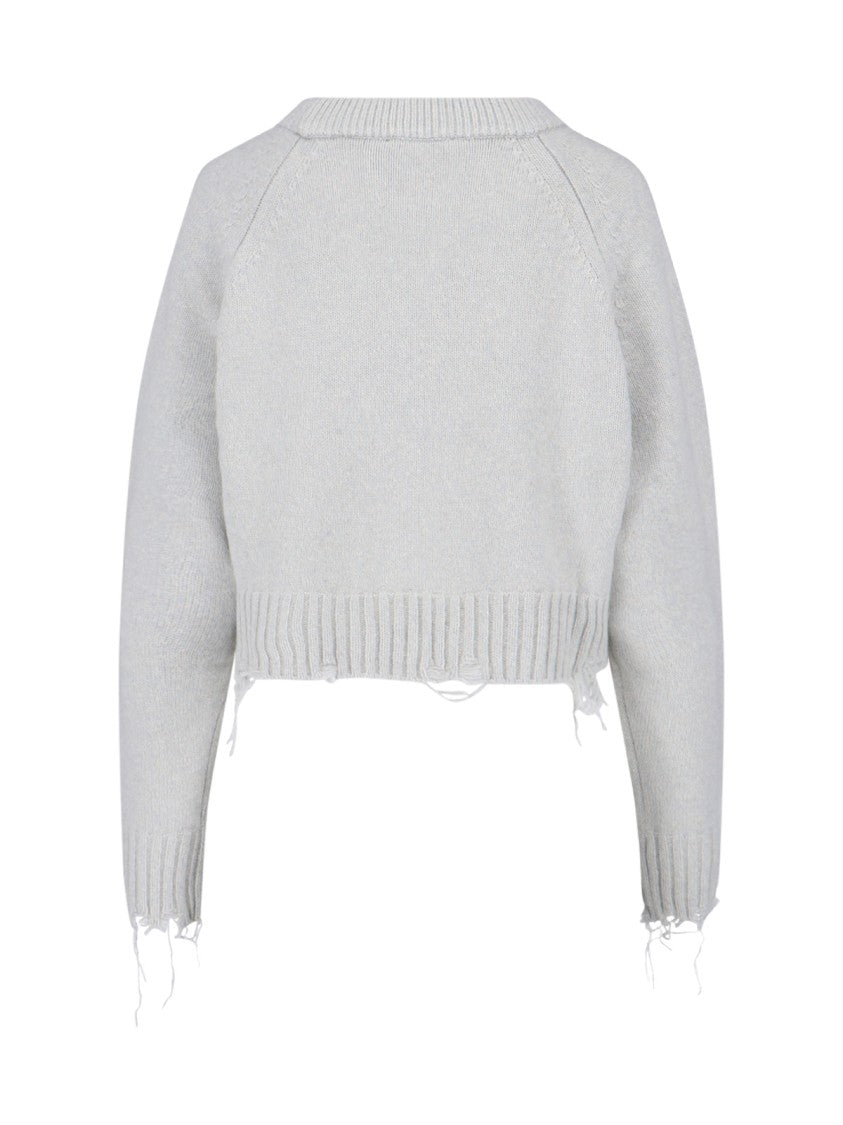 Low Classic Damage Crop Sweater – Grey