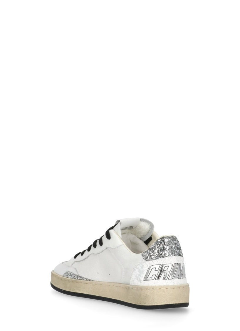 Crime London White Chelsea Used Effect Glitter Sneakers