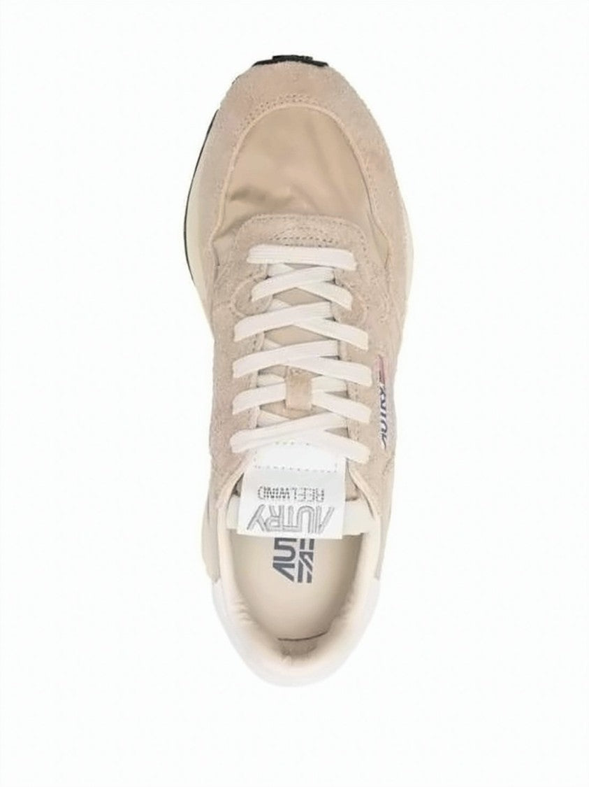 Autry Textured Beige Sneakers With Suede And Nylon Upper