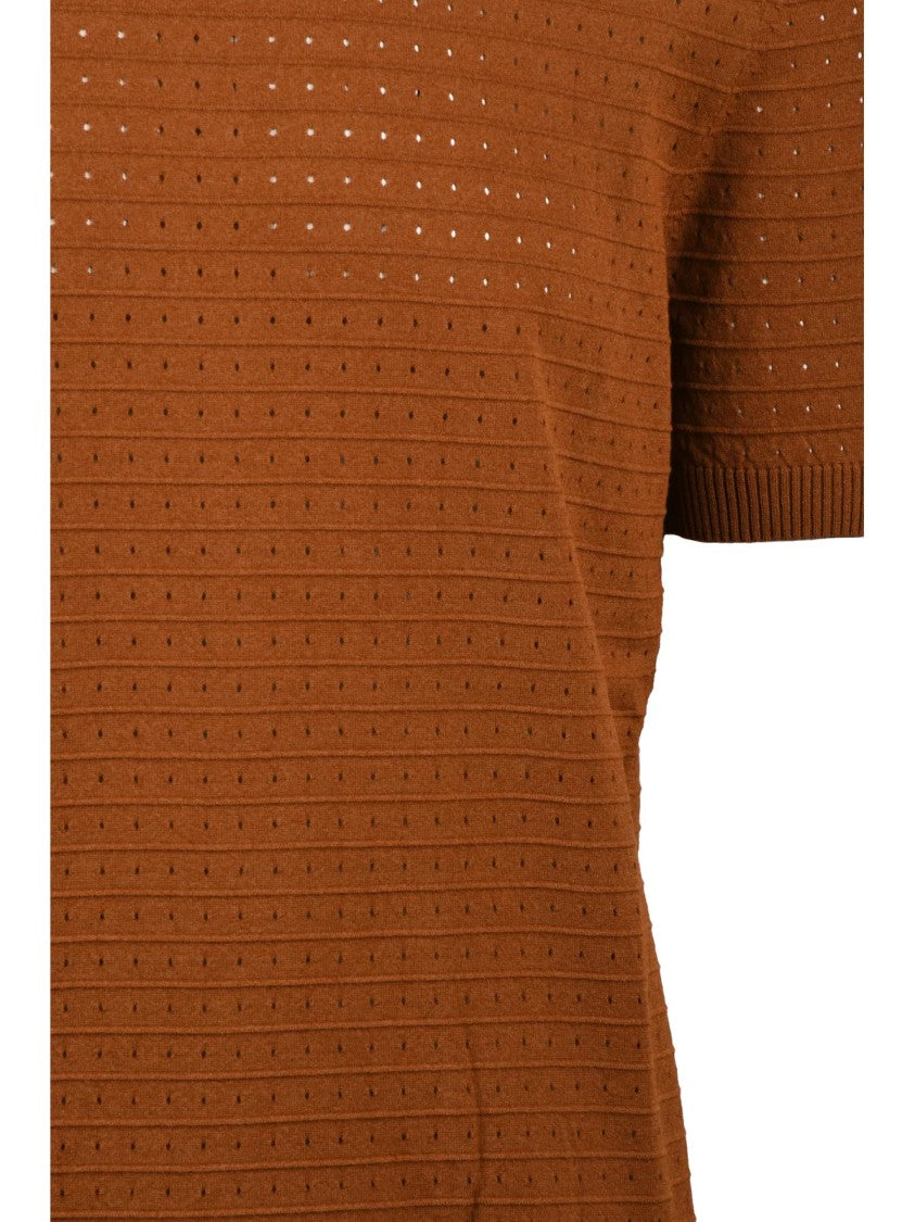 Alpha Studio Multicolor Cotton Polyester Crew Neck Knitwear Top
