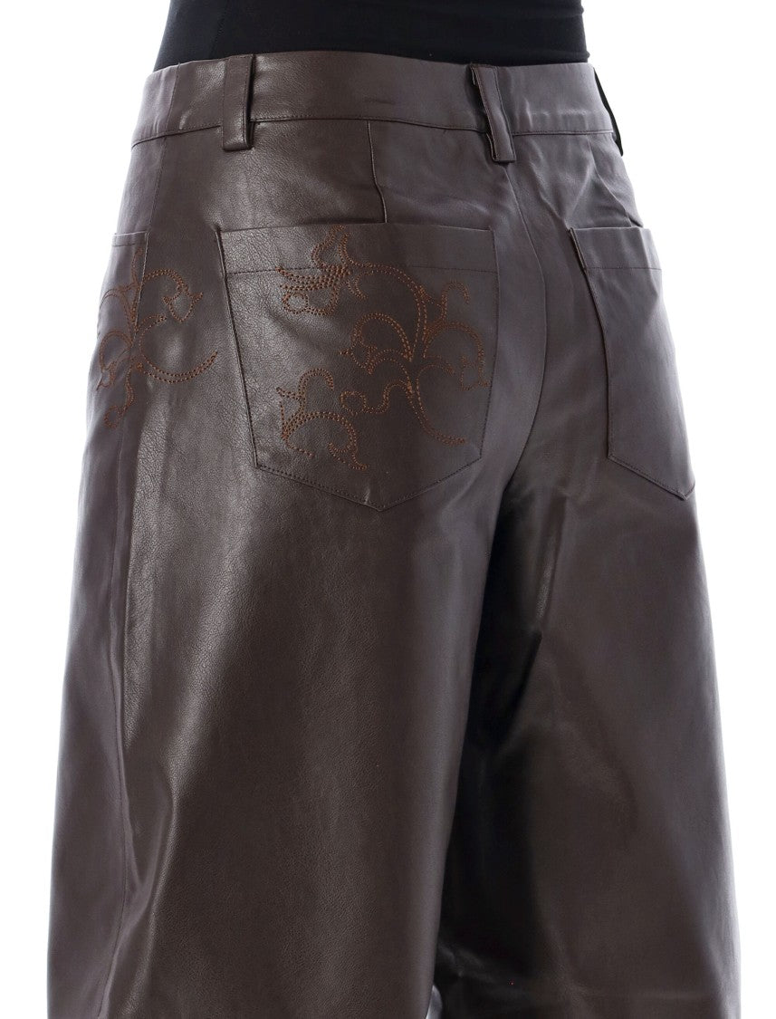 Operasport Dark Brown Mafalda Wide-Leg High-Waist Pants
