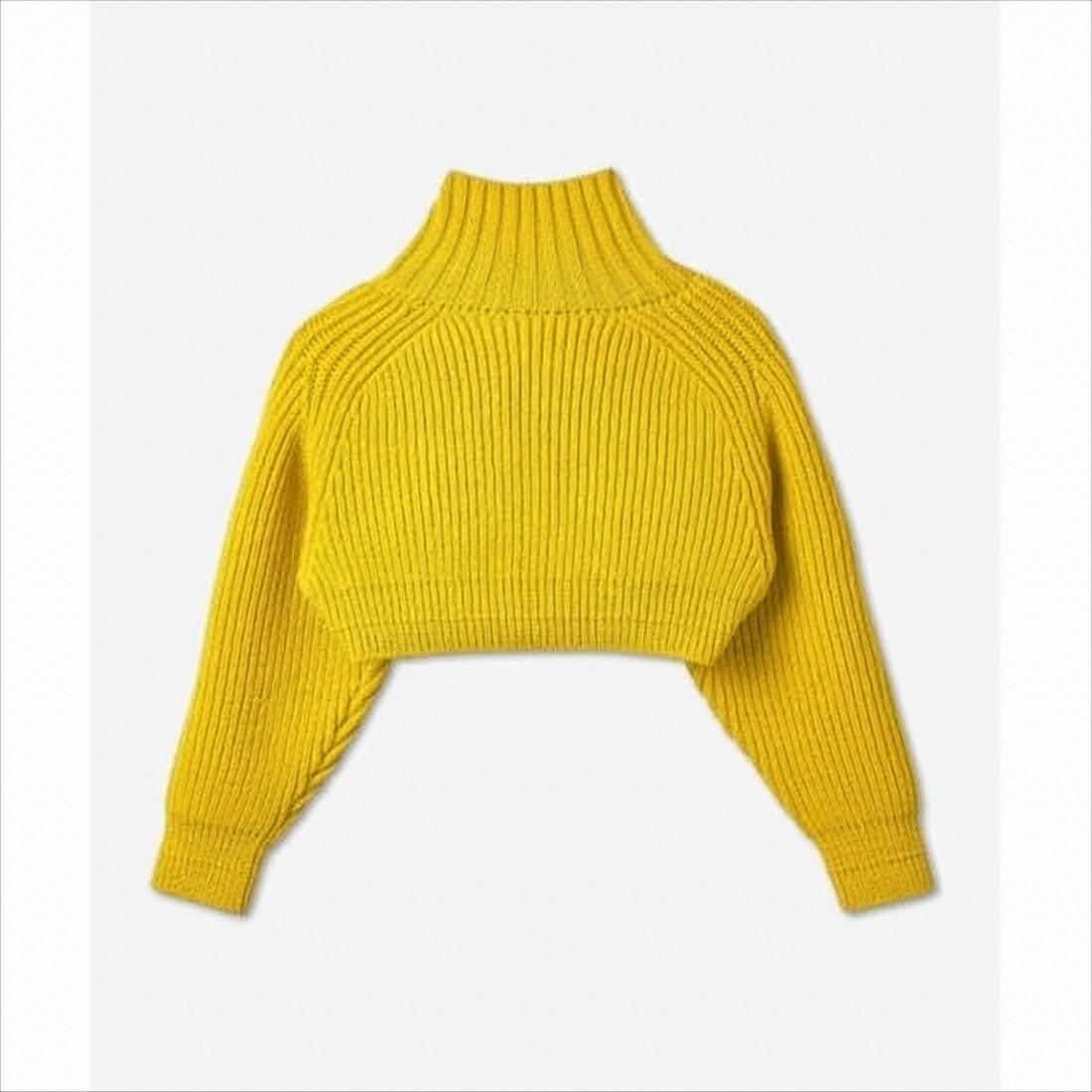 Jacquemus Vibrant Cropped Cardigan With Chunky Ribbed Knit And High Collar