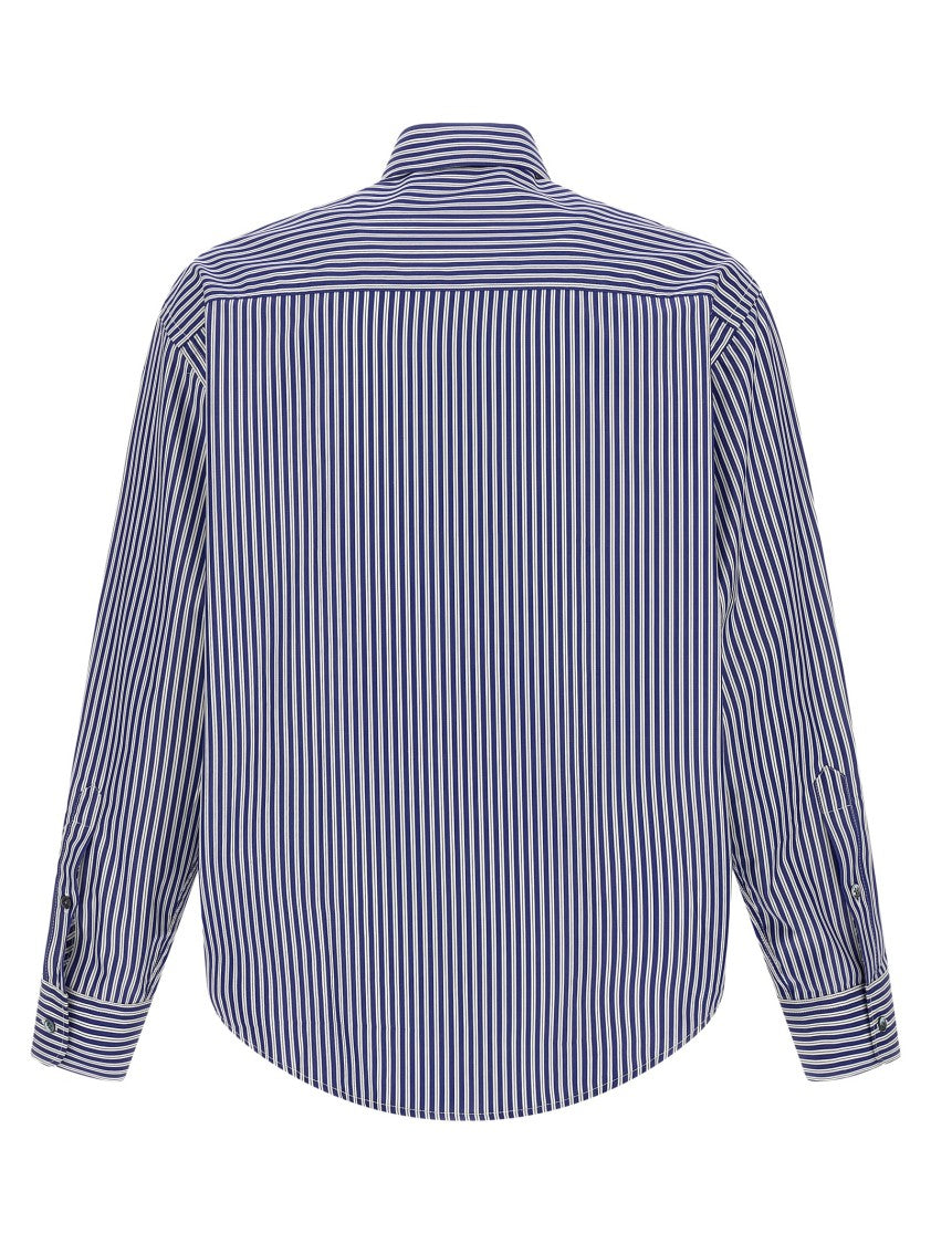 Ami Boxy Striped Cotton Poplin Shirt With 'Ami De Coeur' Embroidery