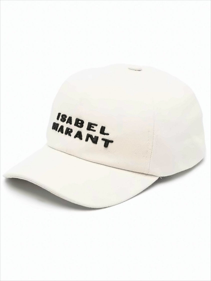 Isabel Marant Cotton White Baseball Cap With Embroidered Detailing