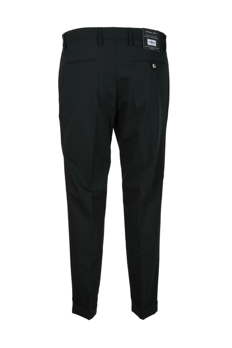 Michael Coal Bi-Stretch Trousers With Tapered Leg And Zip Closure