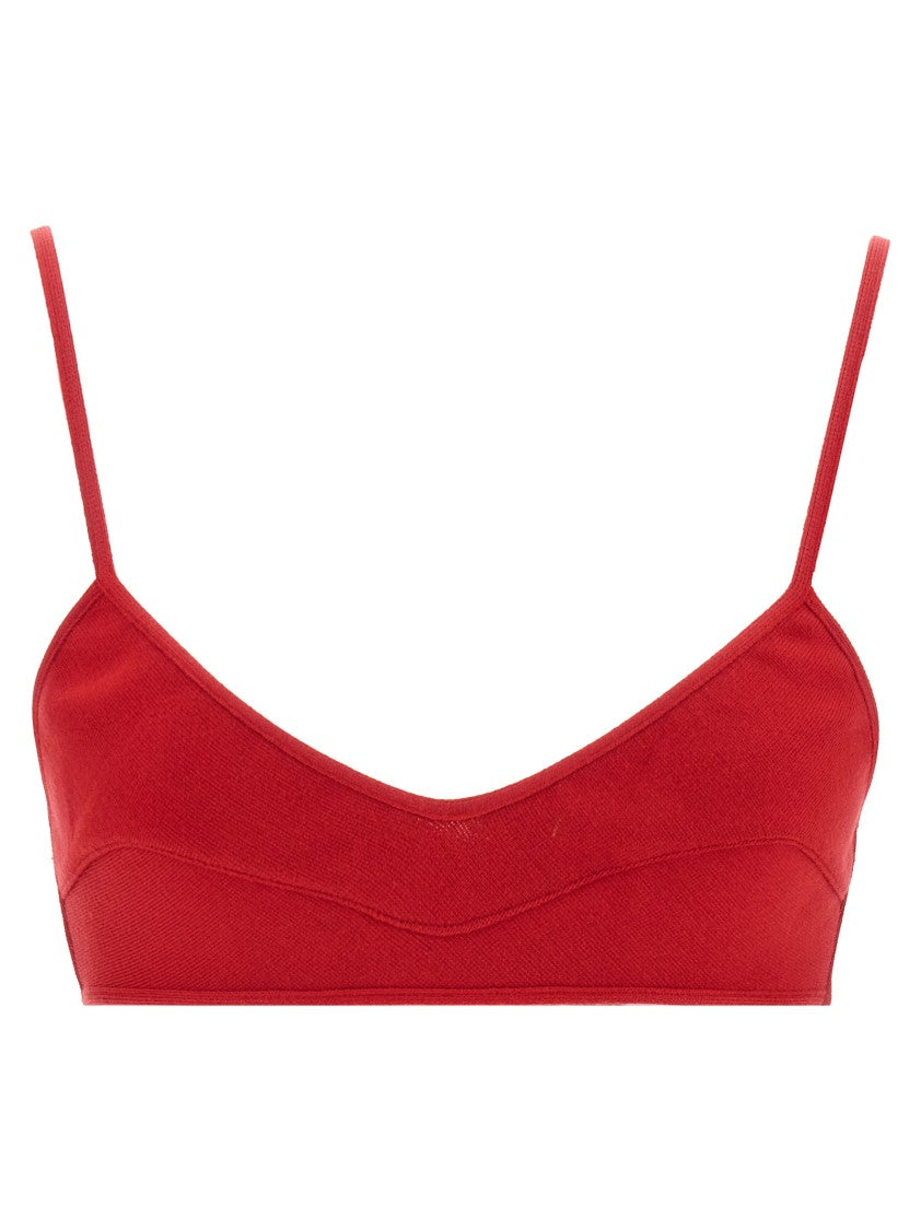 Giambattista Valli Red Viscose Knit Bra With Sweetheart Neckline
