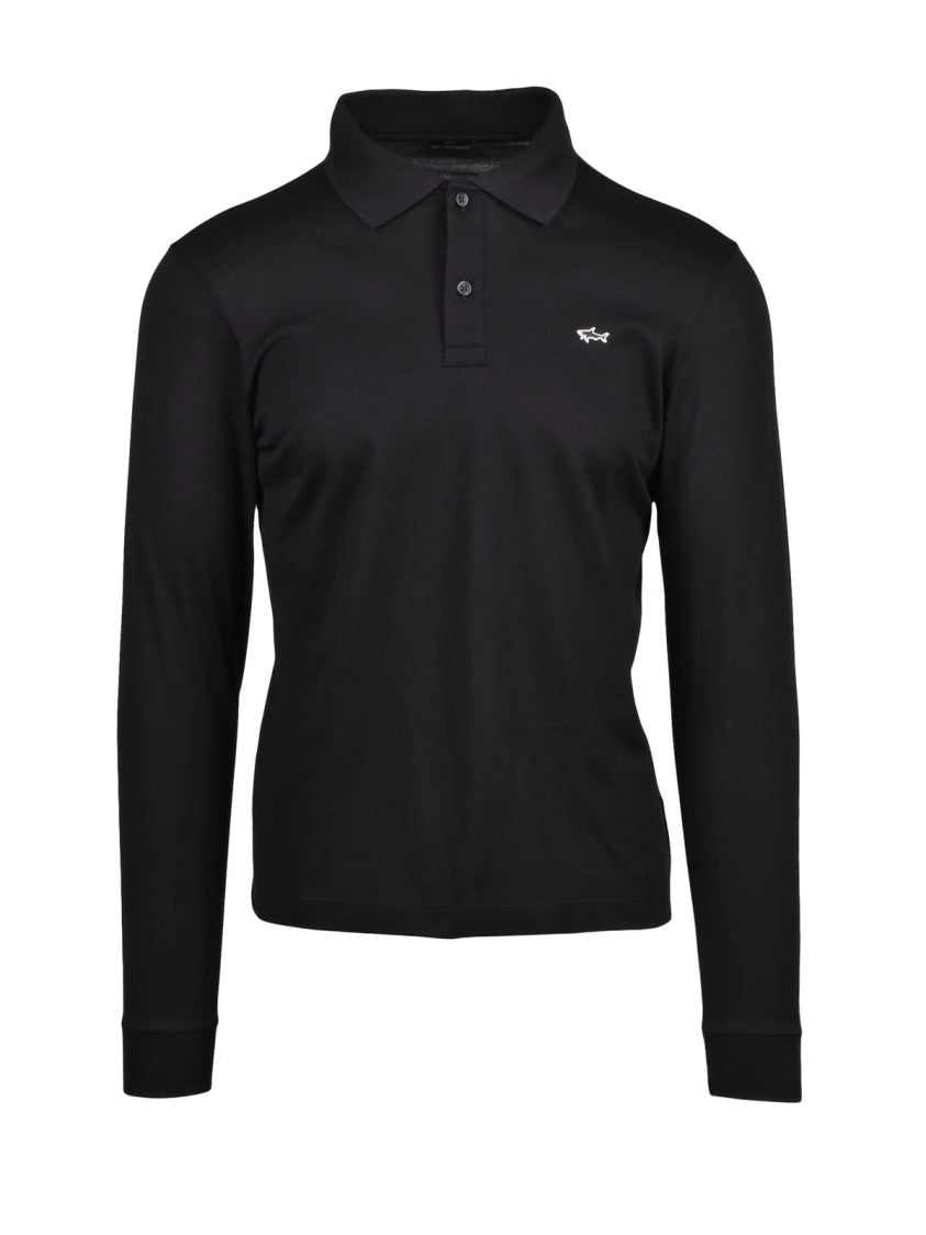 Paul & Shark Black Slim Cotton Polo Shirt