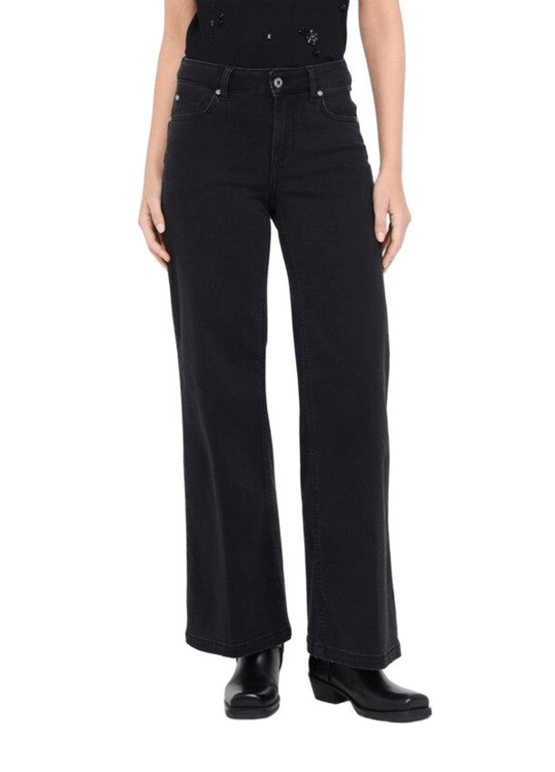 Liu Jo Flared High-Waisted Black Jeans With Five-Pocket Design