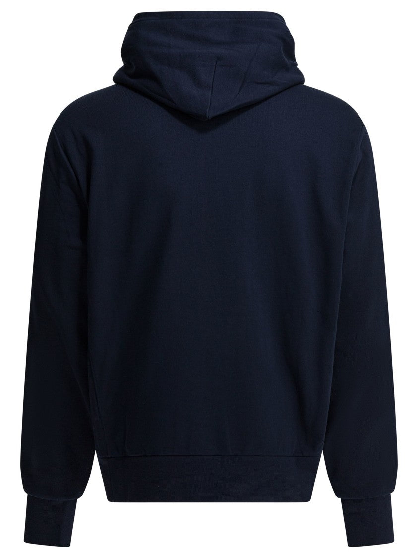 Polo Ralph Lauren Navy Blue Hoodie With Bold Block Lettering And Subtle Logo Detail