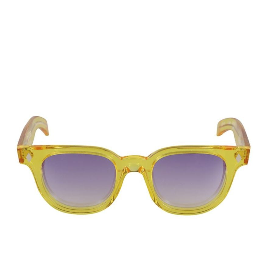 Kador Orbit Translucent Yellow Square Sunglasses With Gradient Purple Lenses