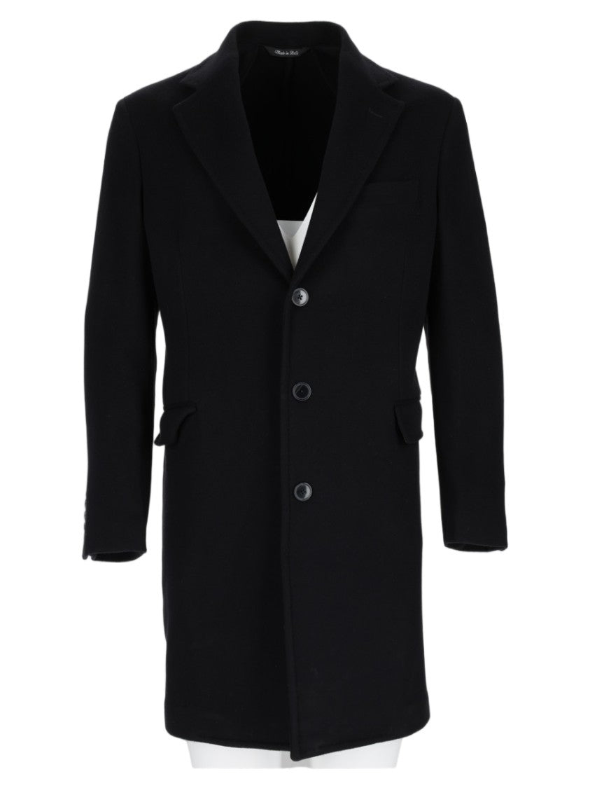 Colamarino Black Single-Breasted Notched Lapel Tailored Coat
