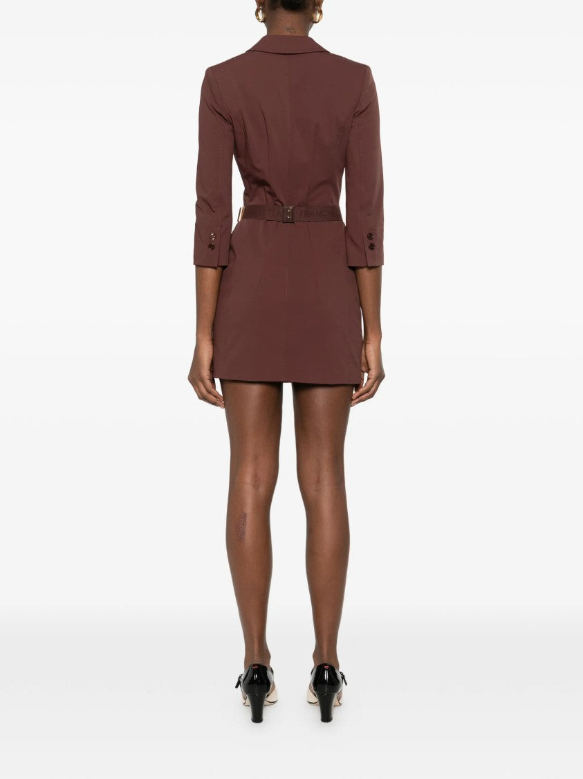 Elisabetta Franchi Tailored Double-Breasted Gold-Tone Button Dress