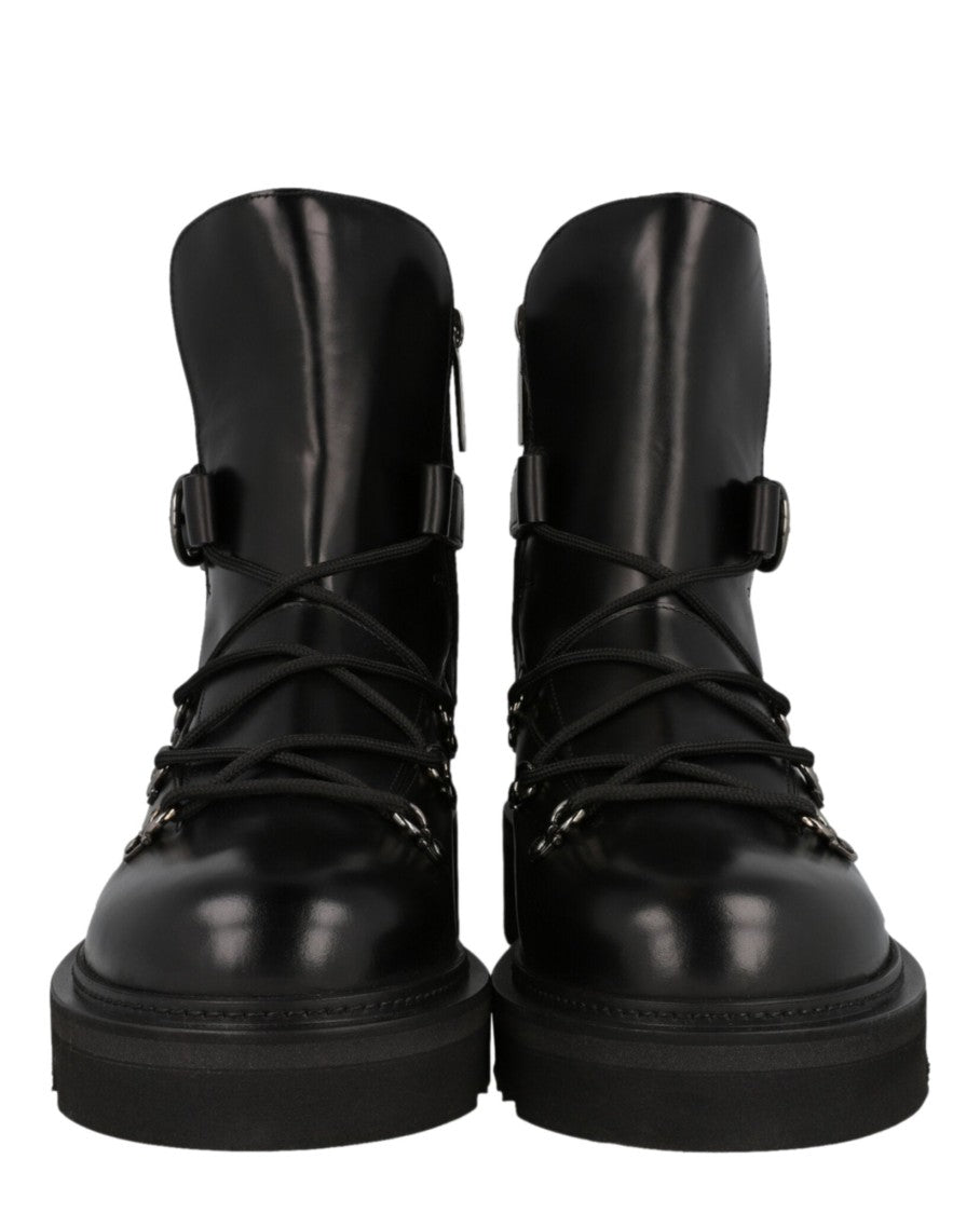 Ferragamo Giulio Lace-Up Demi Boots With Silver-Tone Hardware