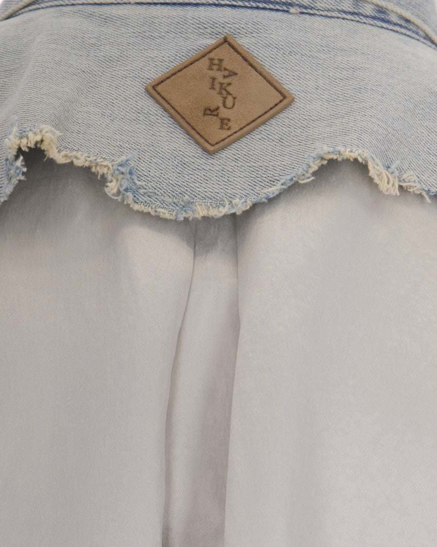 Haikure Sleeveless Denim Gilet With Button Closure And Distressed Hem