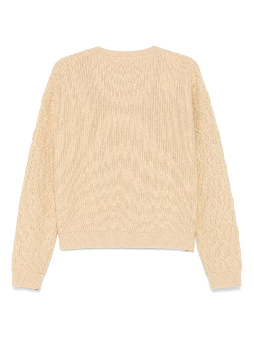 Etro Beige Knit Sweater With Floral Embroidery