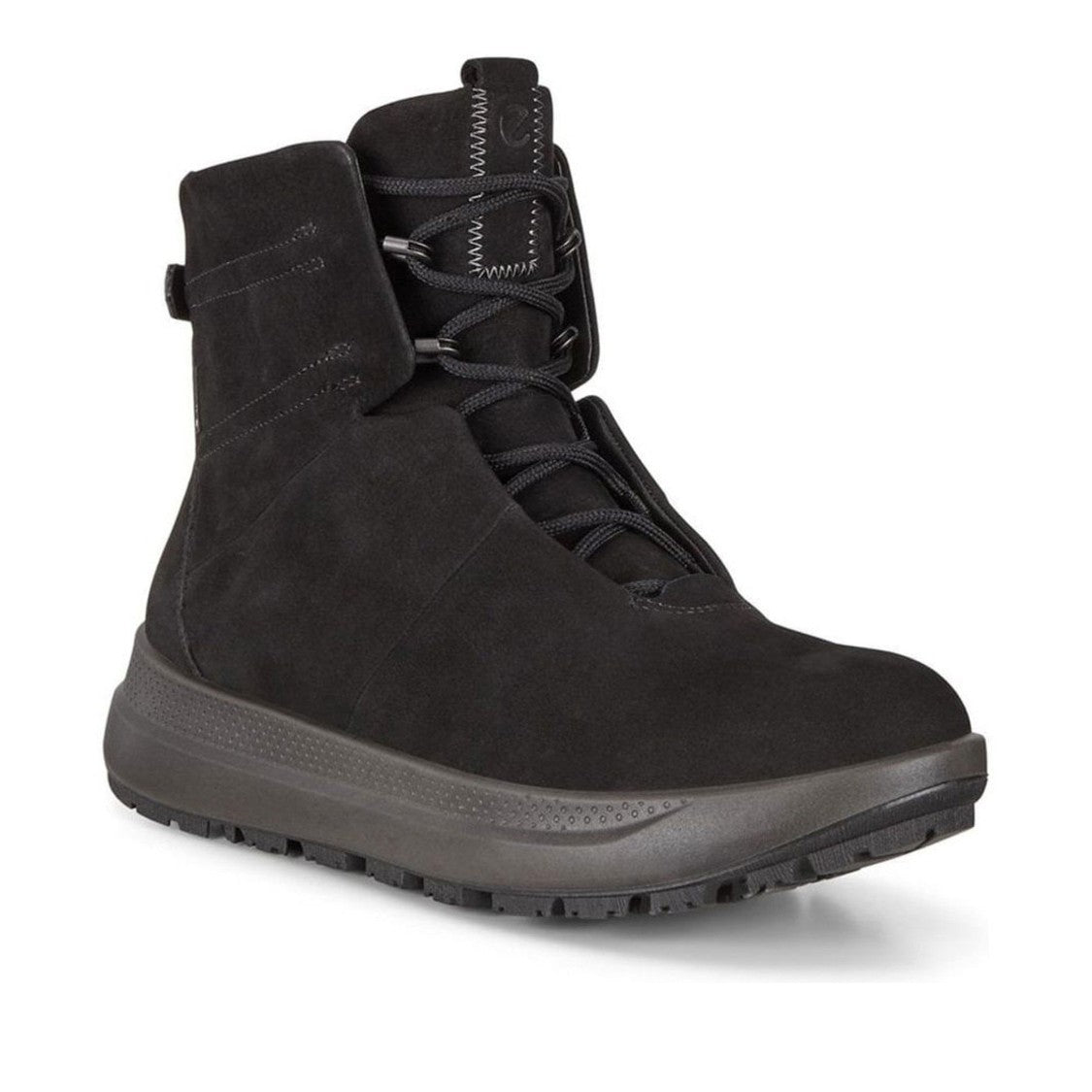 Ecco Solice Black Lace-Up Nubuck Wedge Boots