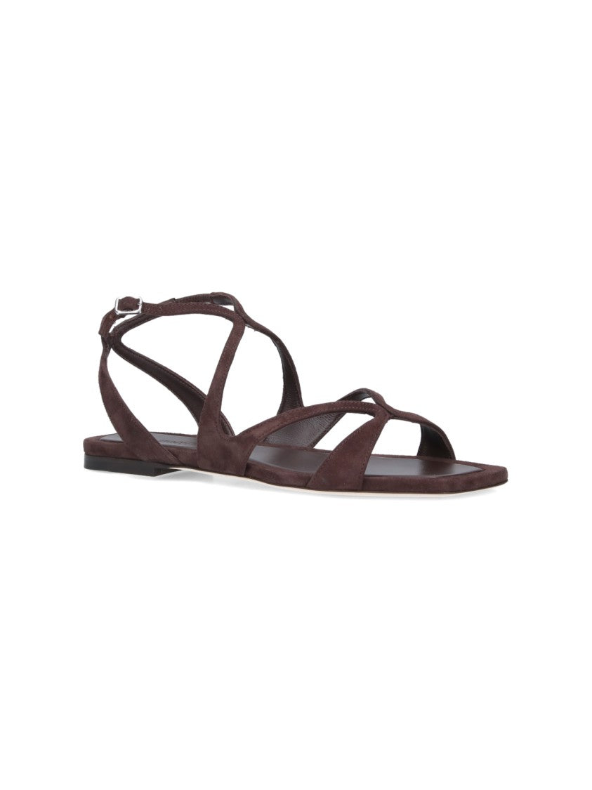 Jimmy Choo "Ayla Flat" Sandals – Brown